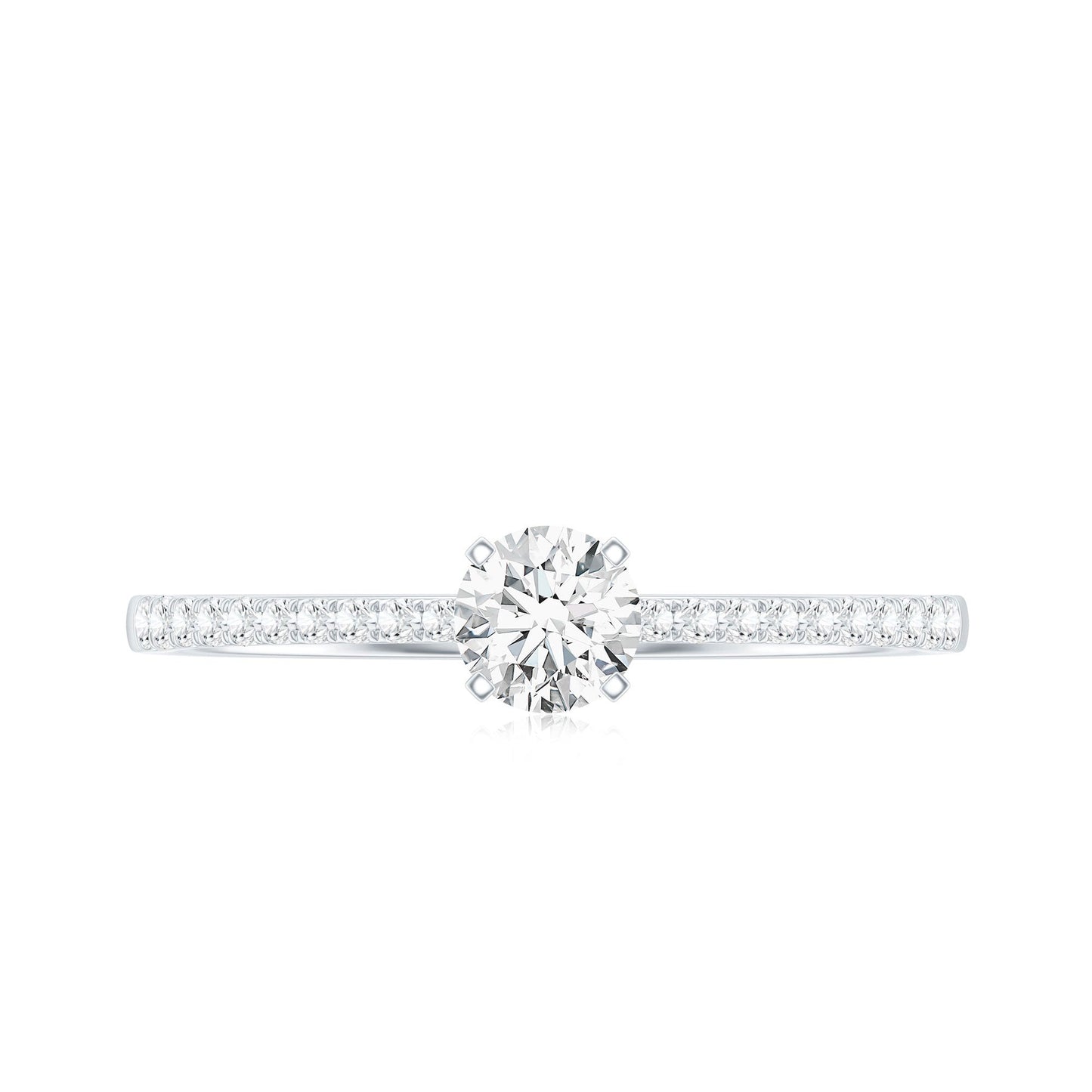 Certified 0.5 Carat Round Moissanite Solitaire Promise Ring