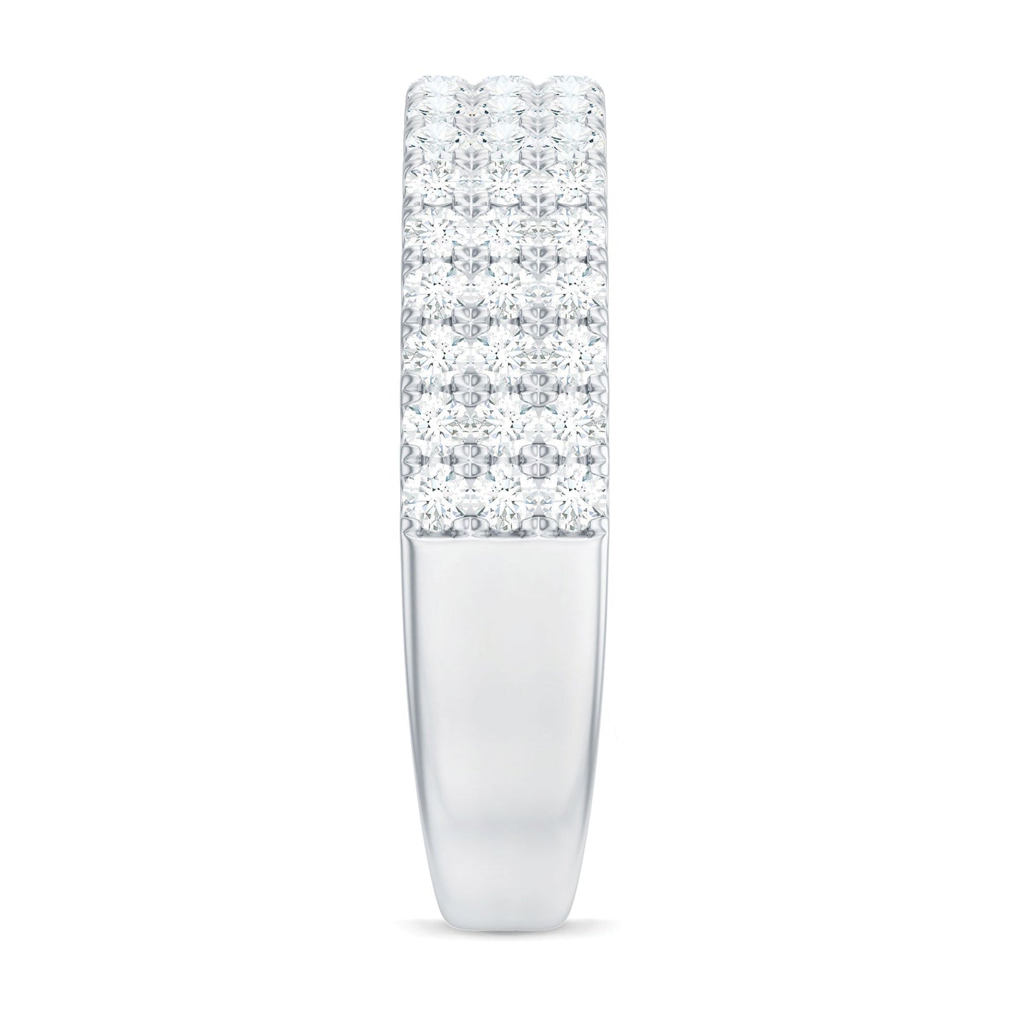 Three Row Moissanite Half Eternity Band Ring