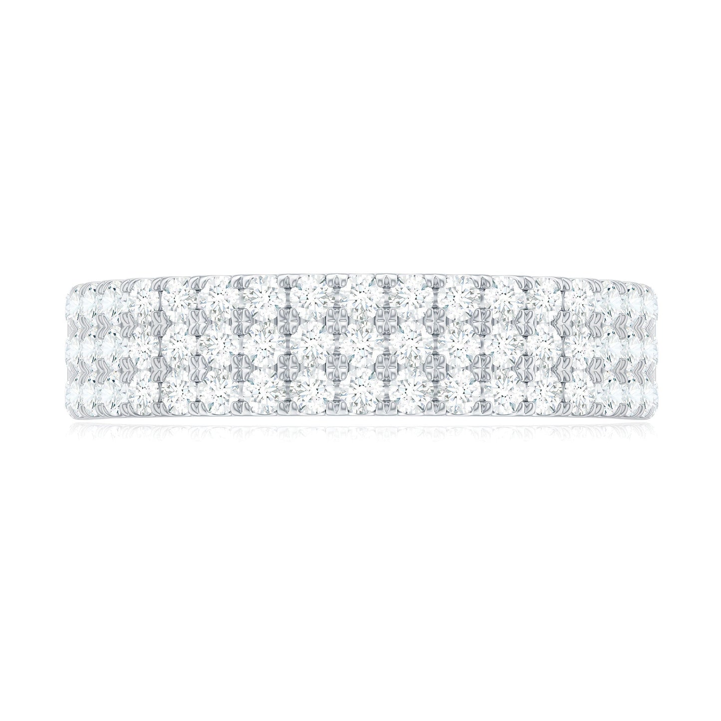 Three Row Moissanite Half Eternity Band Ring