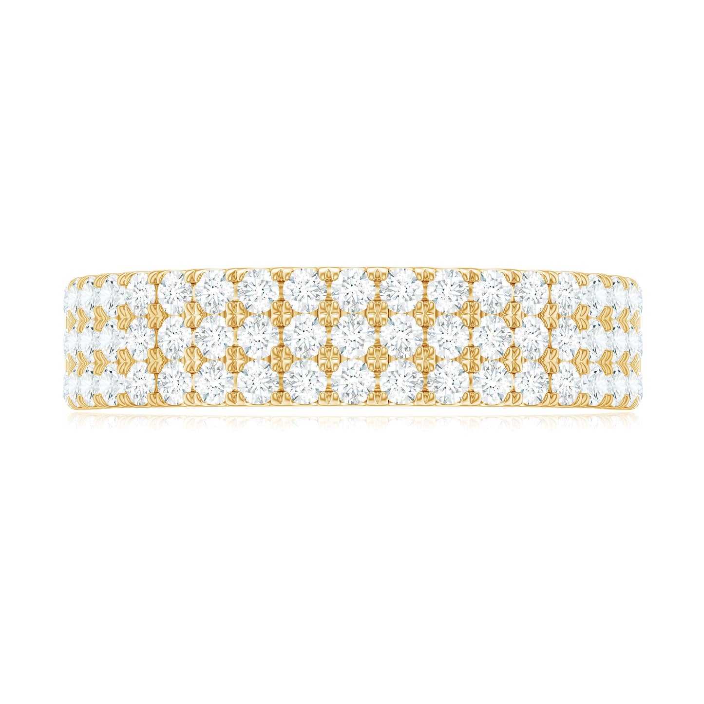 Three Row Moissanite Half Eternity Band Ring