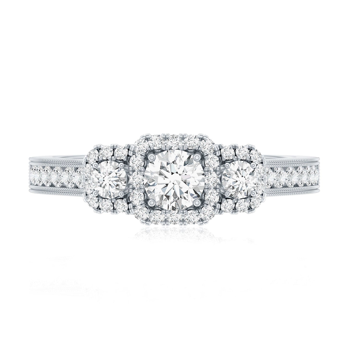 Vintage Style Moissanite 3 Stone Engagement Ring