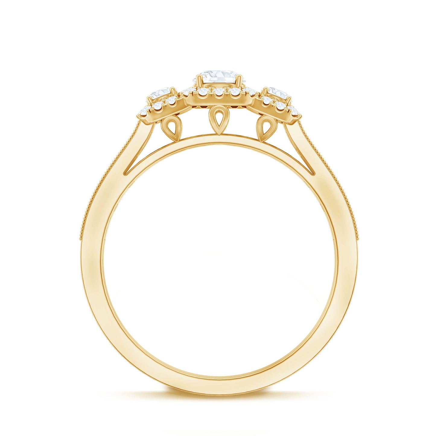 Vintage Style Moissanite 3 Stone Engagement Ring