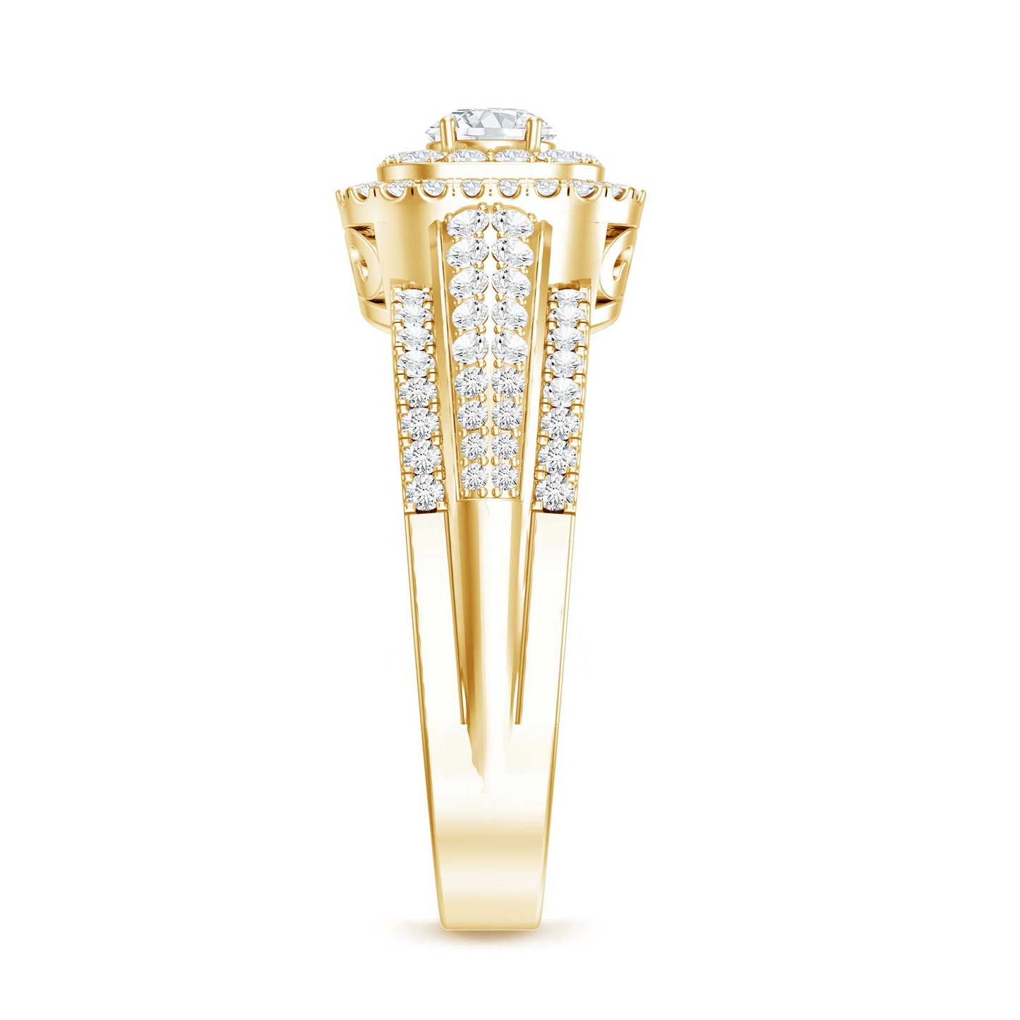 Lab Grown Diamond Retro Engagement Ring with Double Halo