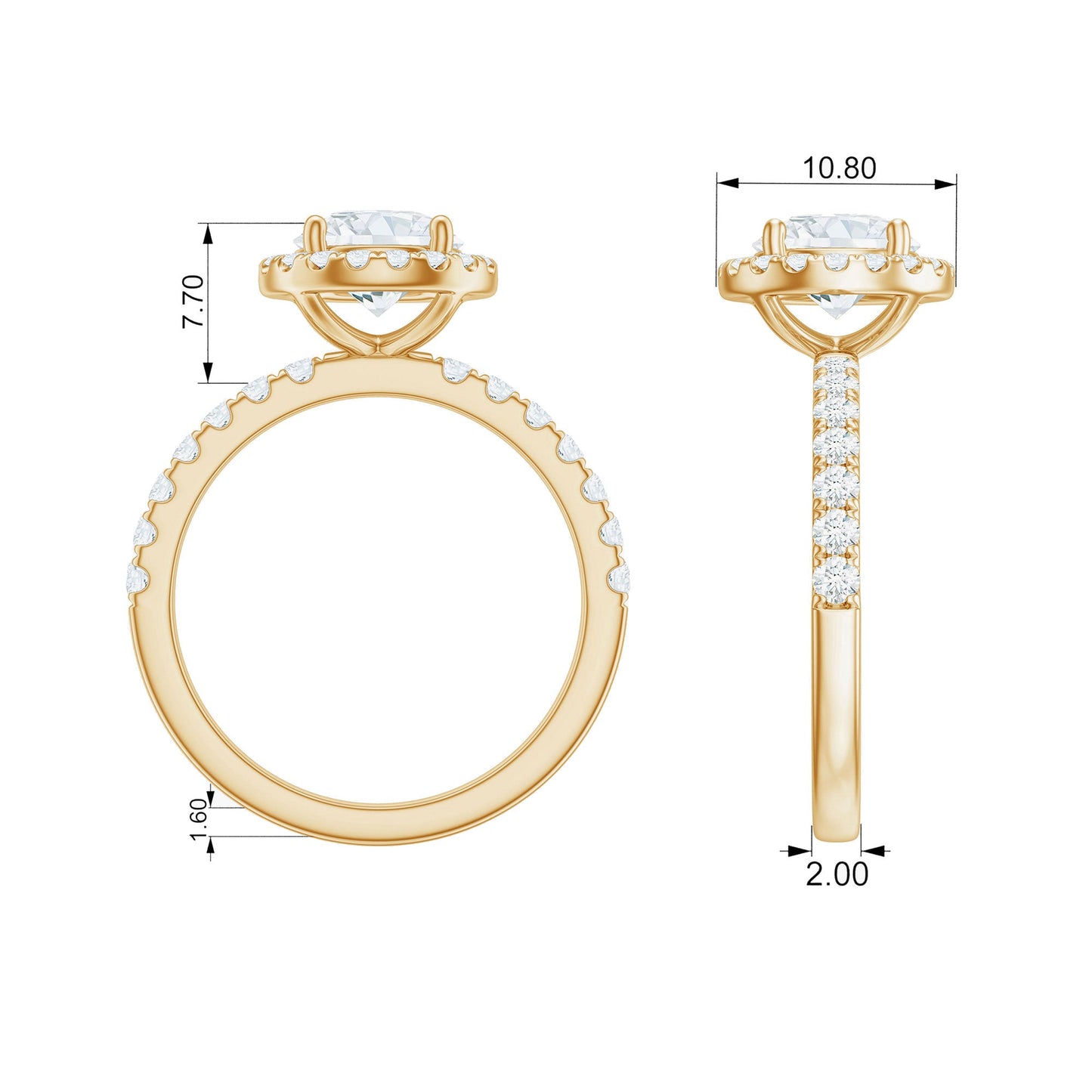 Classic Moissanite Halo Engagement Ring for Women