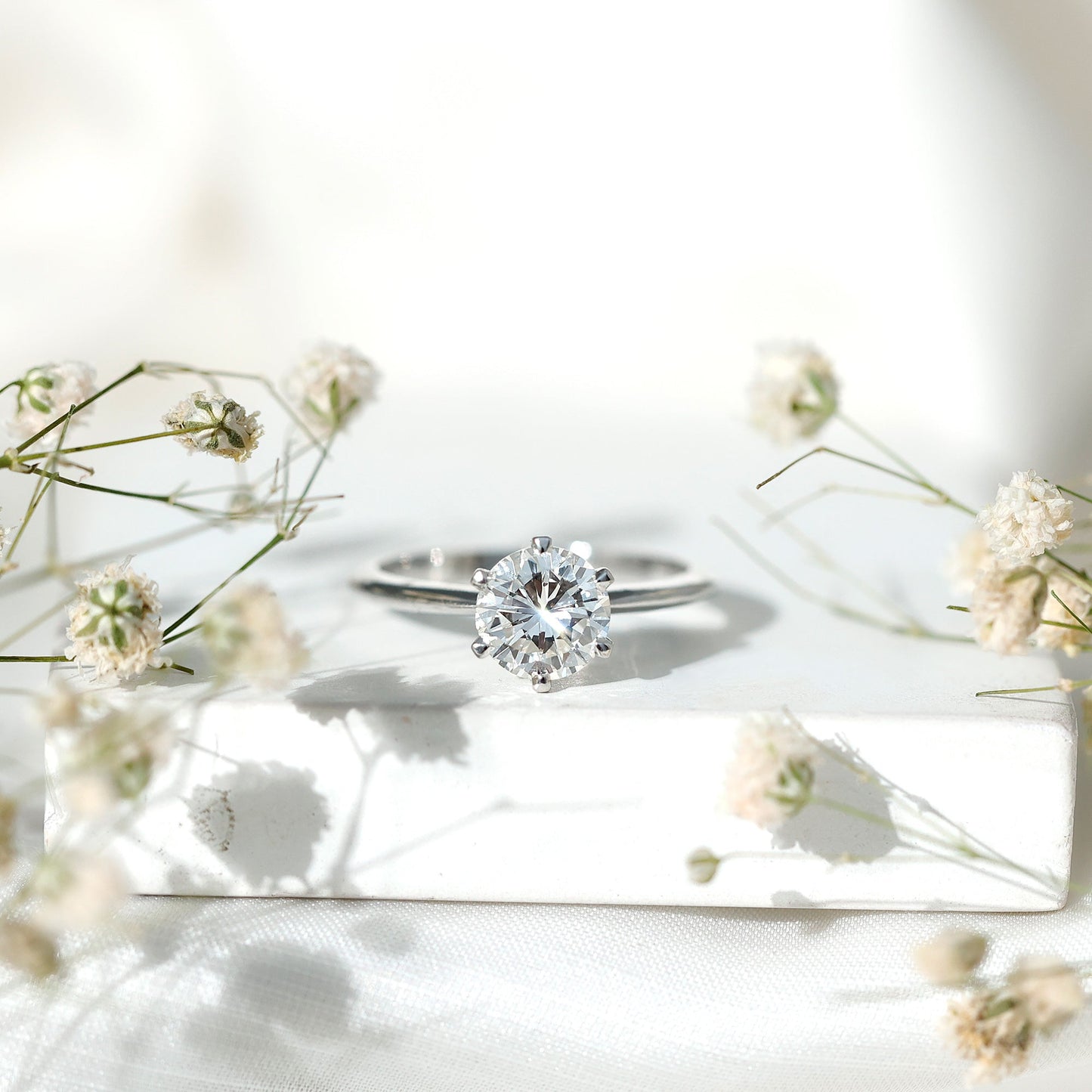 Brilliant Cut Solitaire Moissanite 2 CT Engagement Ring with Certificate
