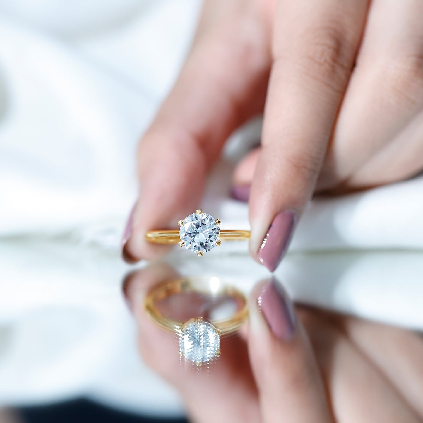 Brilliant Cut Solitaire Moissanite 2 CT Engagement Ring with Certificate