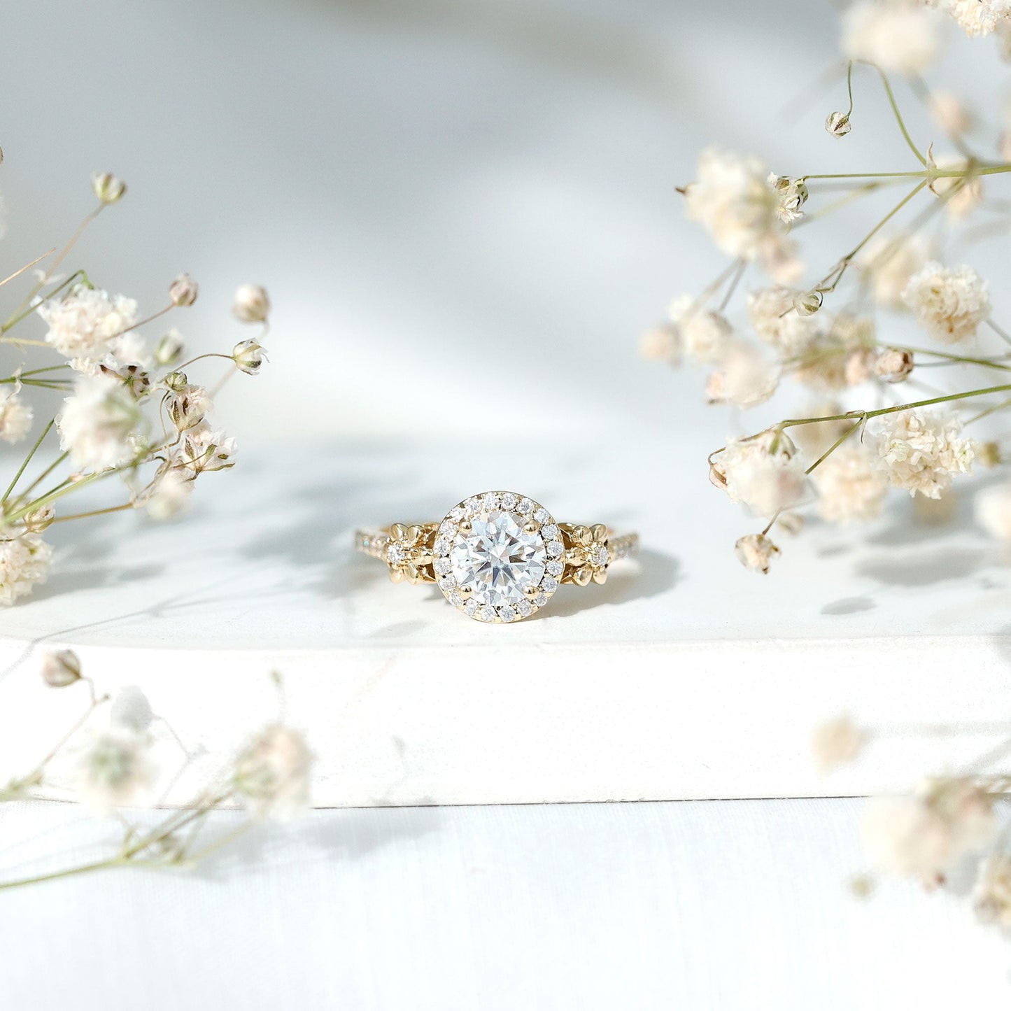 Certified 1.3 Carat Moissanite Floral Engagement Ring for Women