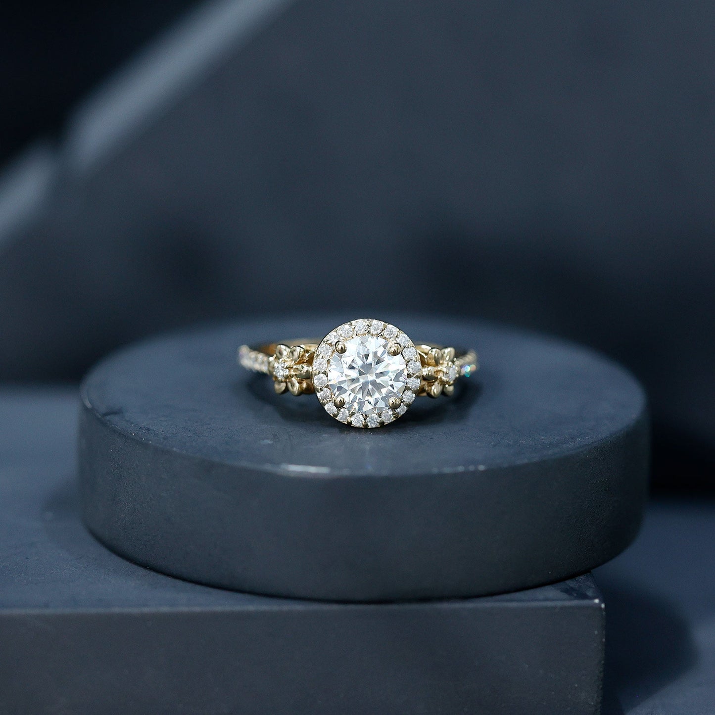 Certified 1.3 Carat Moissanite Floral Engagement Ring for Women