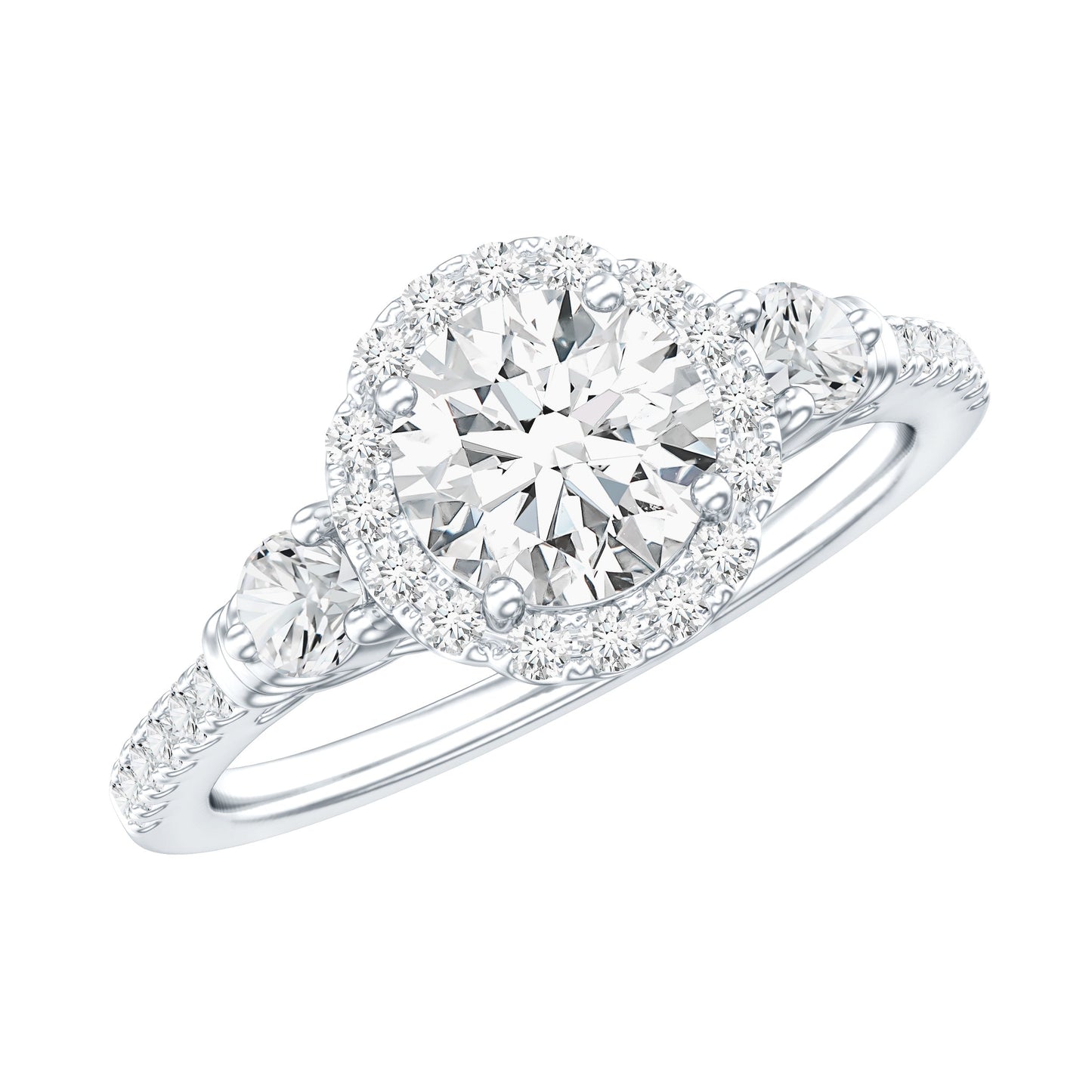 Moissanite Halo Engagement Ring for Her with Certificate