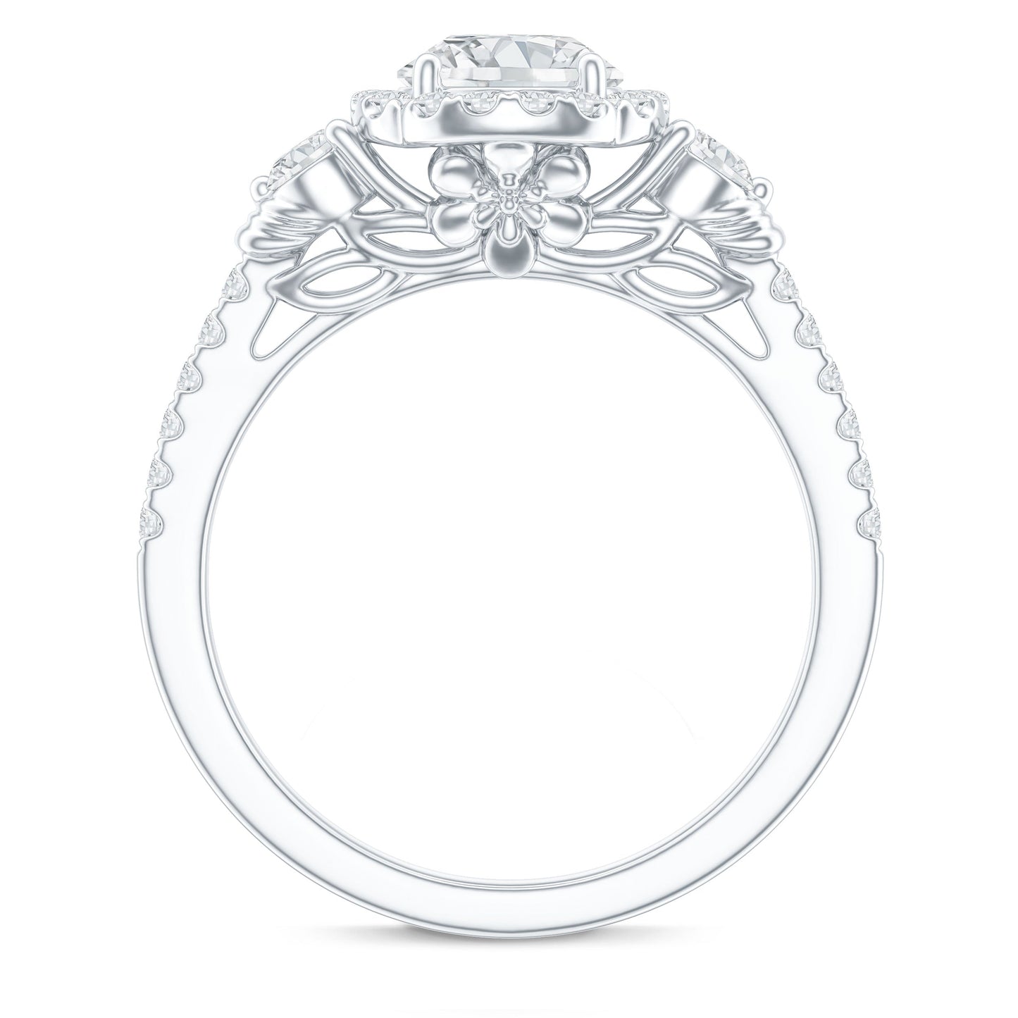 Moissanite Halo Engagement Ring for Her with Certificate