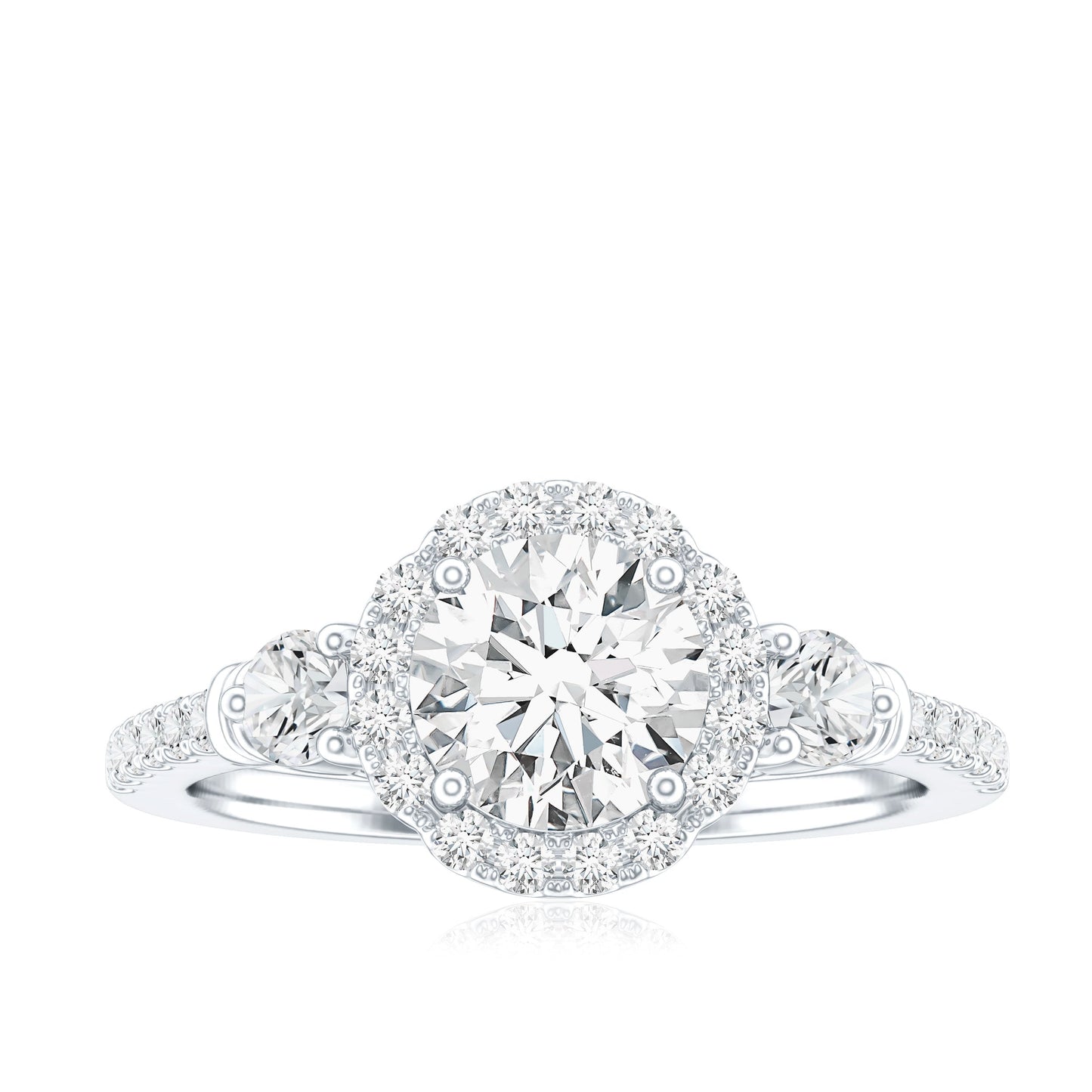 Moissanite Halo Engagement Ring for Her with Certificate