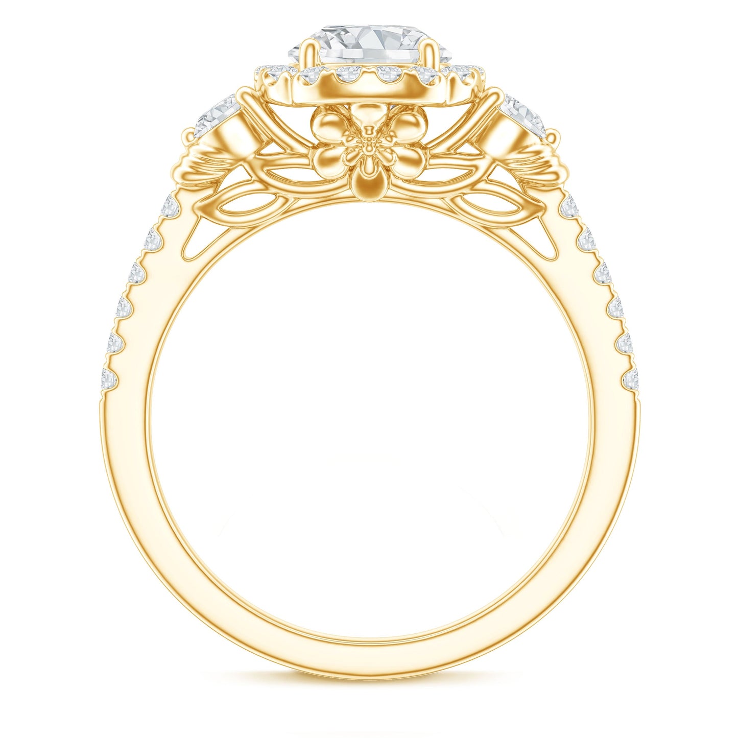 Moissanite Halo Engagement Ring for Her with Certificate