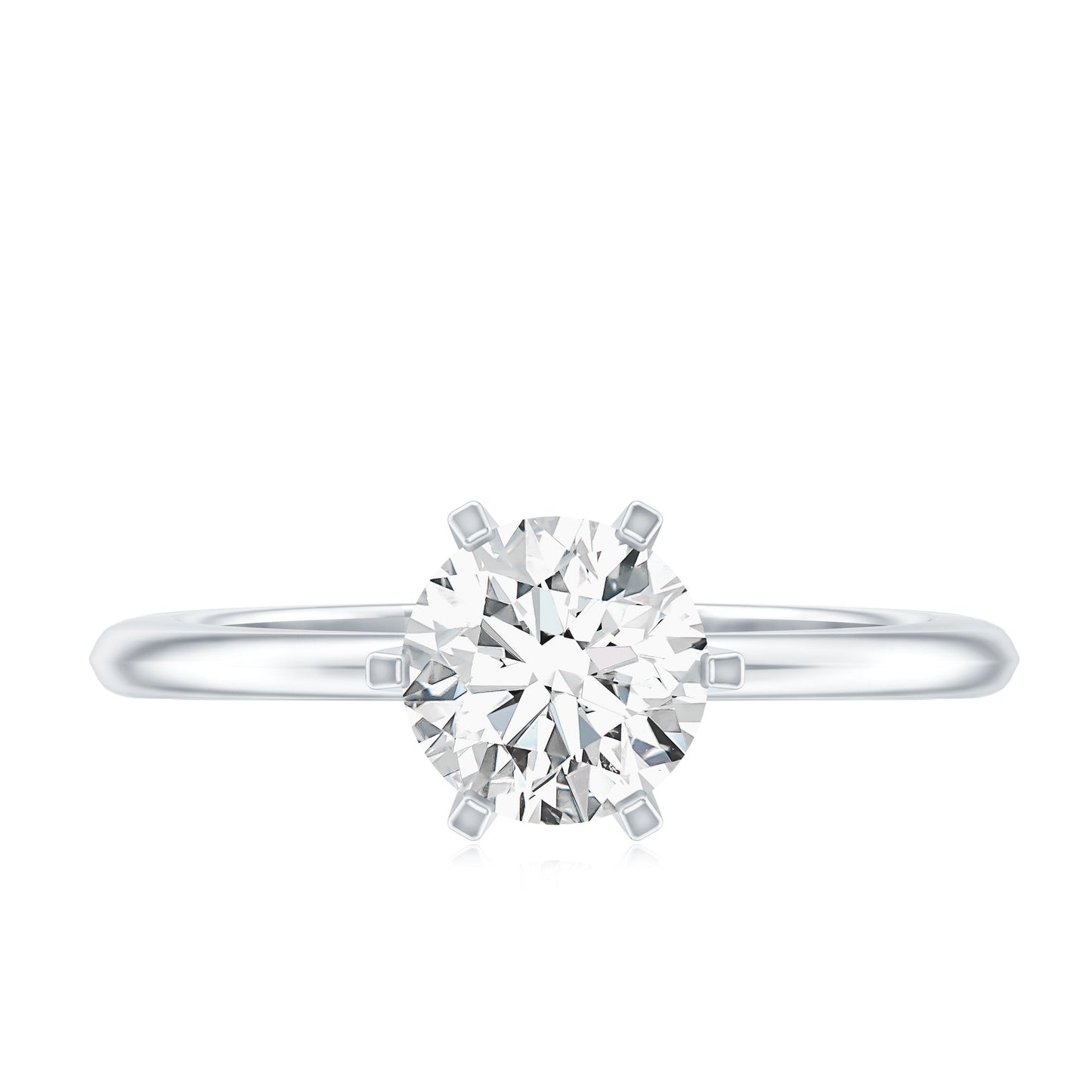 Certified 1 CT Moissanite Round Solitaire Engagement Ring