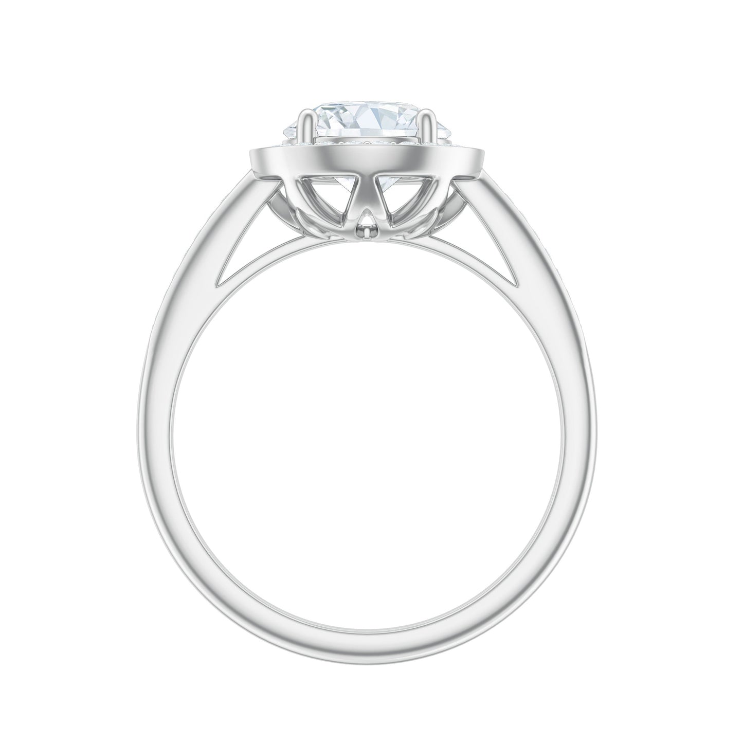 Round Moissanite Halo Engagement Ring with Certificate