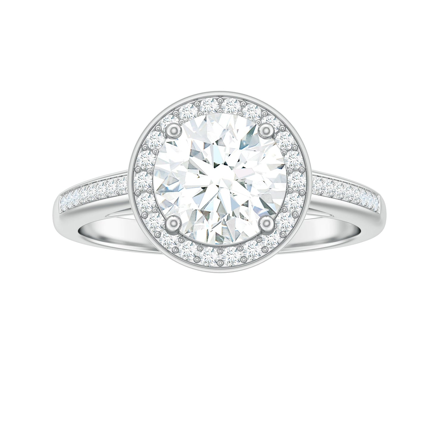 Round Moissanite Halo Engagement Ring with Certificate