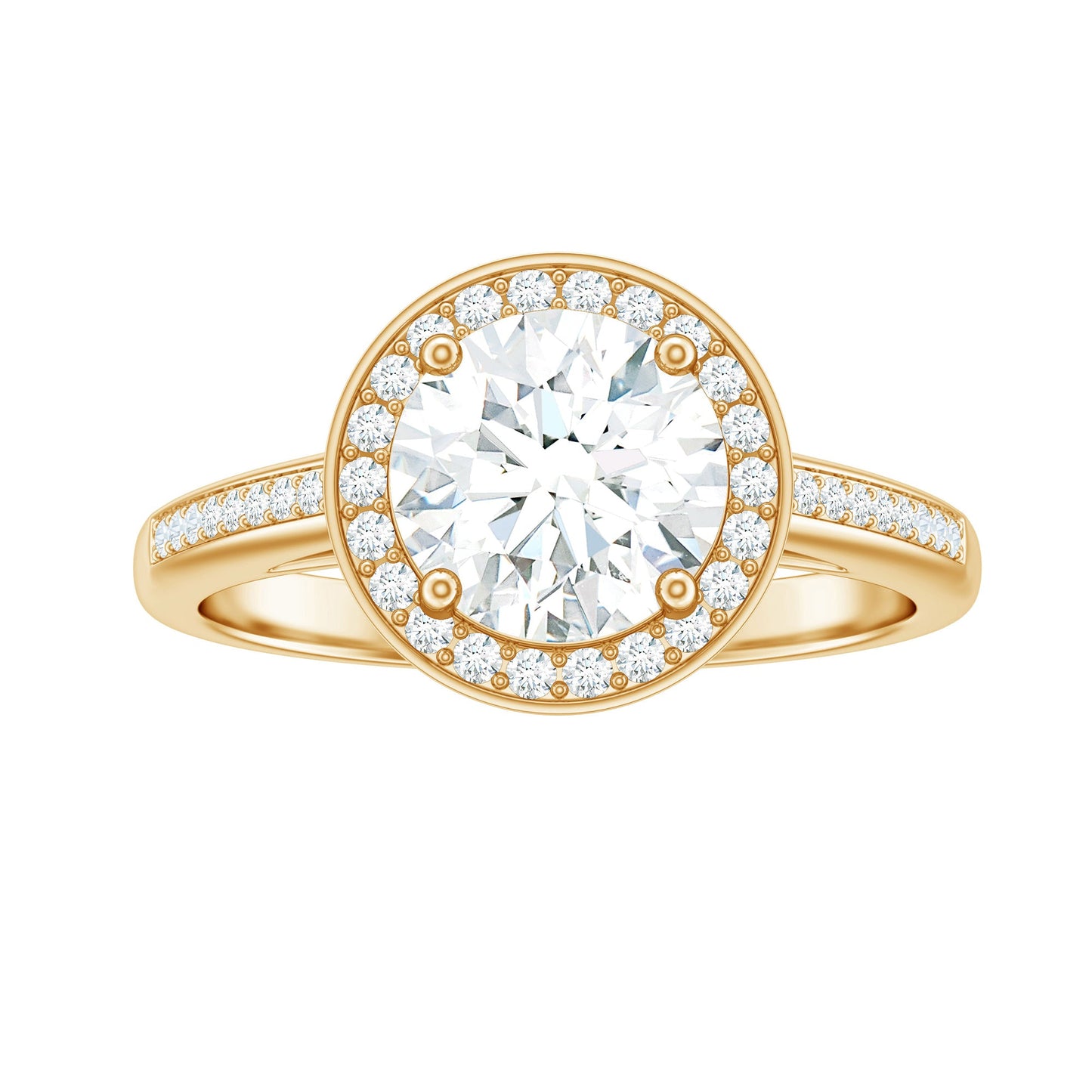 Round Moissanite Halo Engagement Ring with Certificate