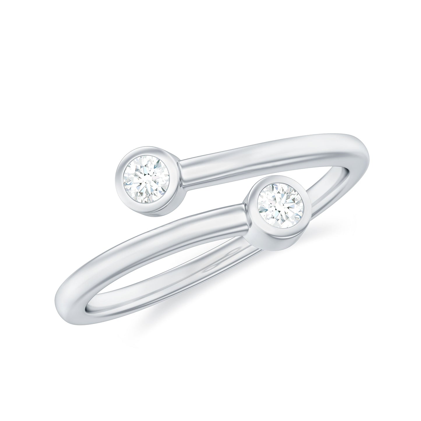 Natural Diamond 2 Stone Promise Ring in Wrap Style