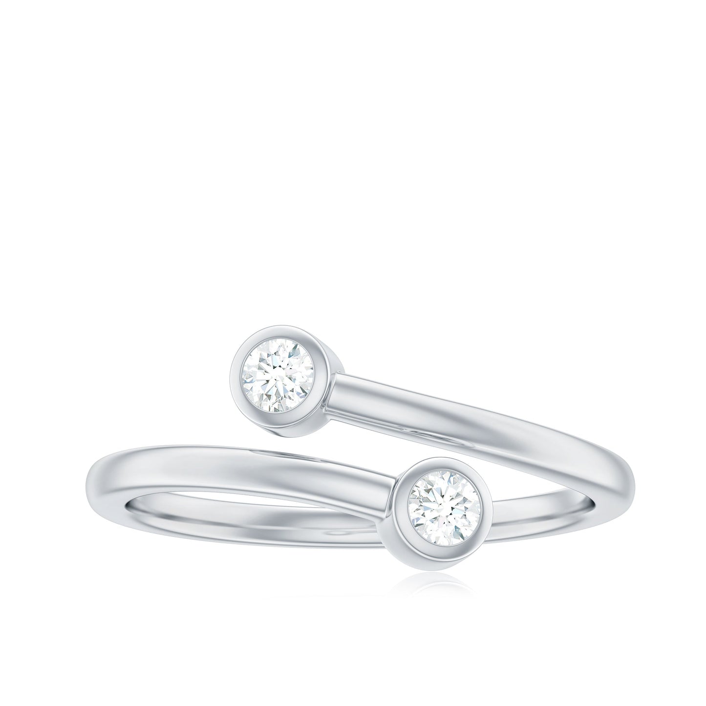 Natural Diamond 2 Stone Promise Ring in Wrap Style
