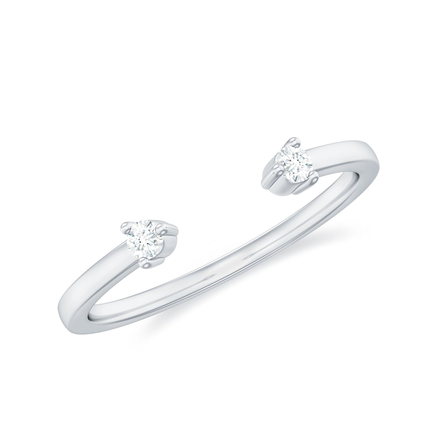 Dainty Diamond Two Stone Open Cuff Ring for Women