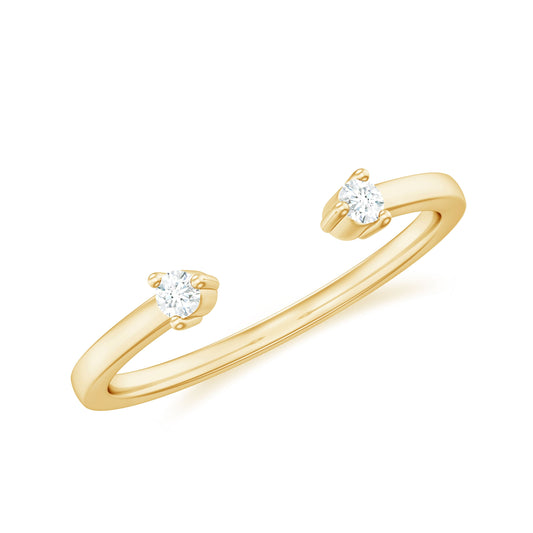 Dainty Diamond Two Stone Open Cuff Ring for Women
