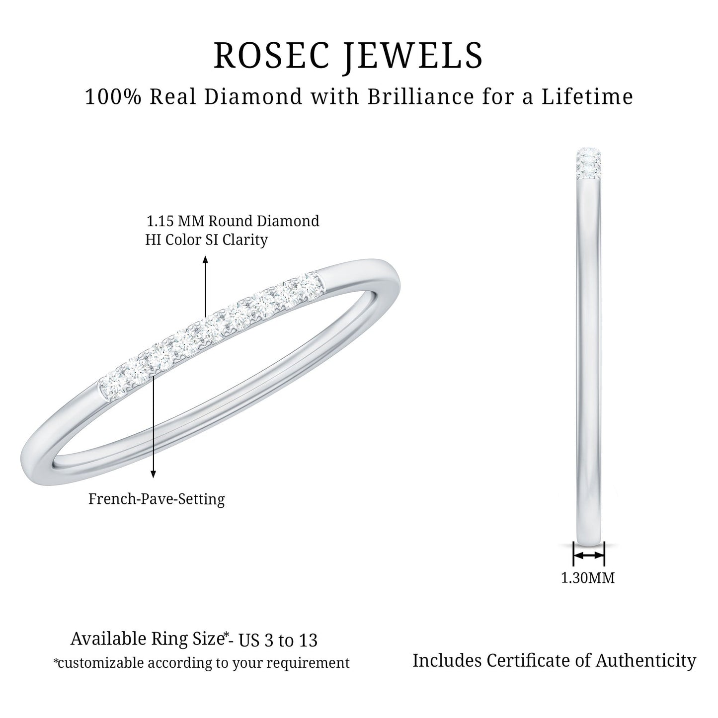 Minimalist Diamond Stackable Ring for Women