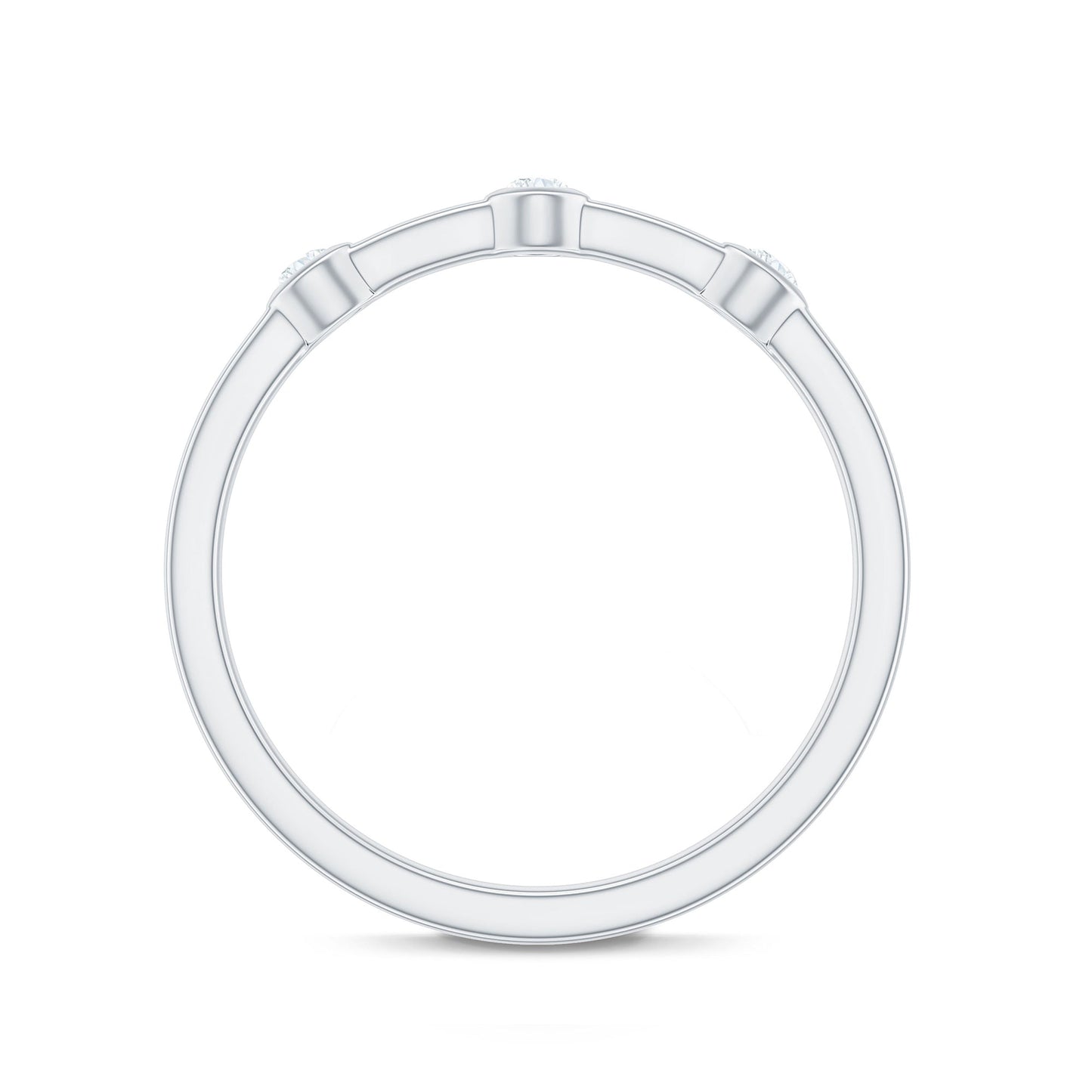 Certified Moissanite Three Stone Stackable Ring in Bezel Setting