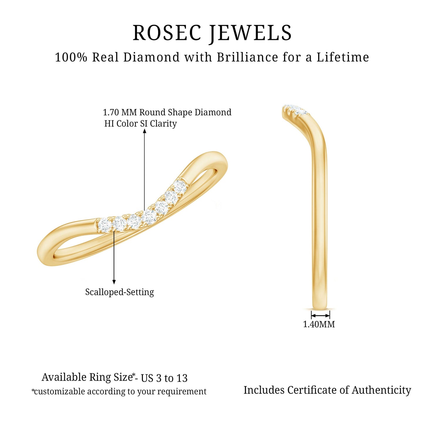 Natural Diamond Curved Enhancer Ring for Women