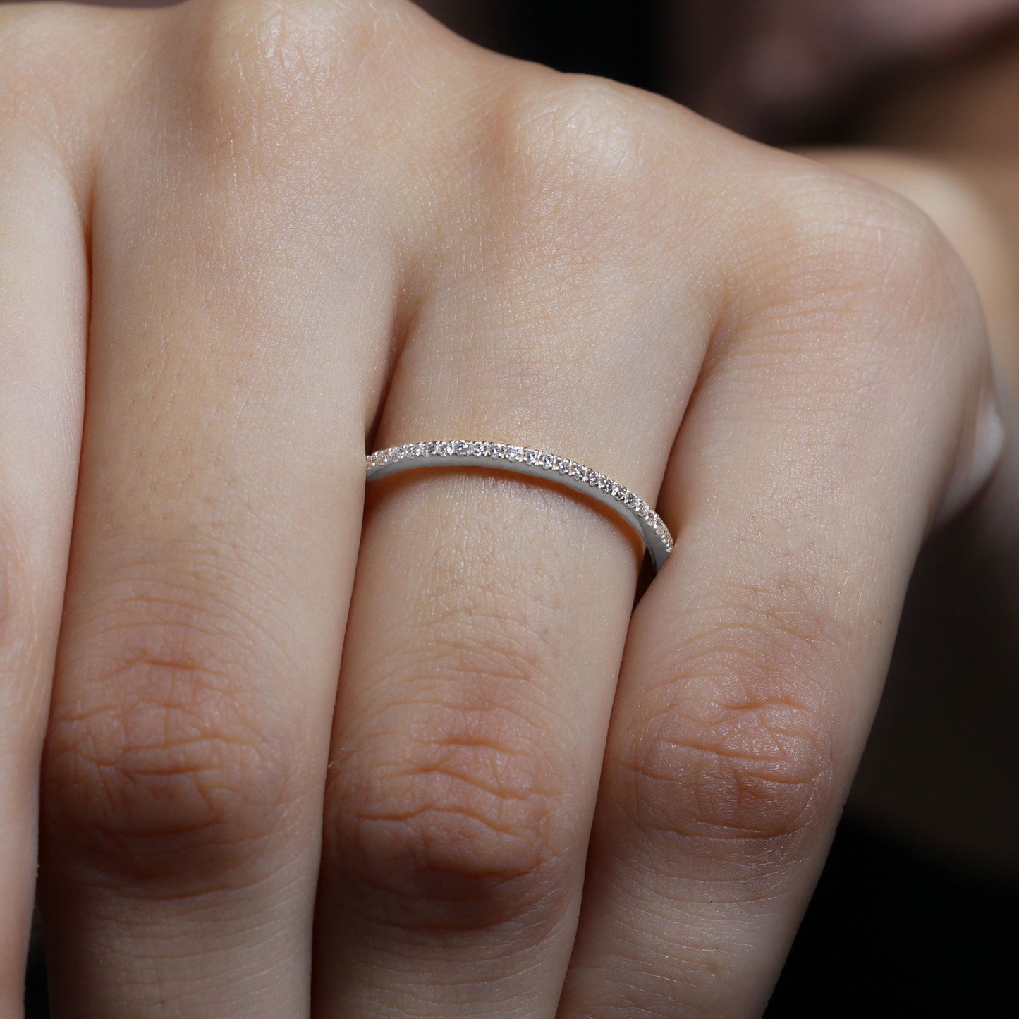 Stackable Diamond Eternity Ring in Fish Tail Setting
