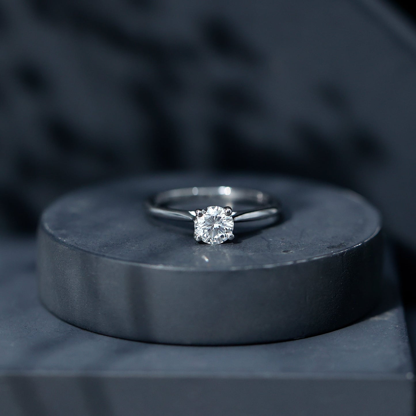 Solitaire Round Cut Moissanite Engagement Ring for Her