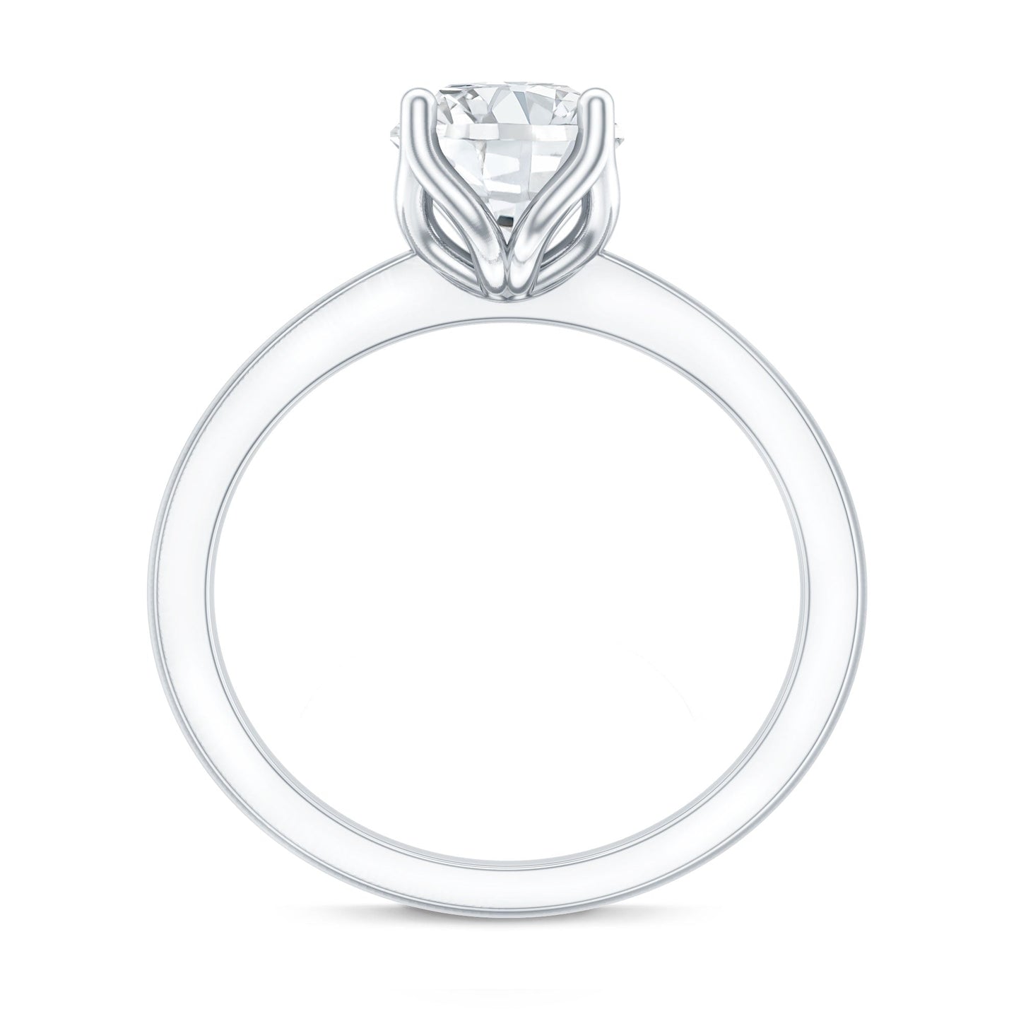 Petal Prong Set Round Moissanite Solitaire Engagement Ring