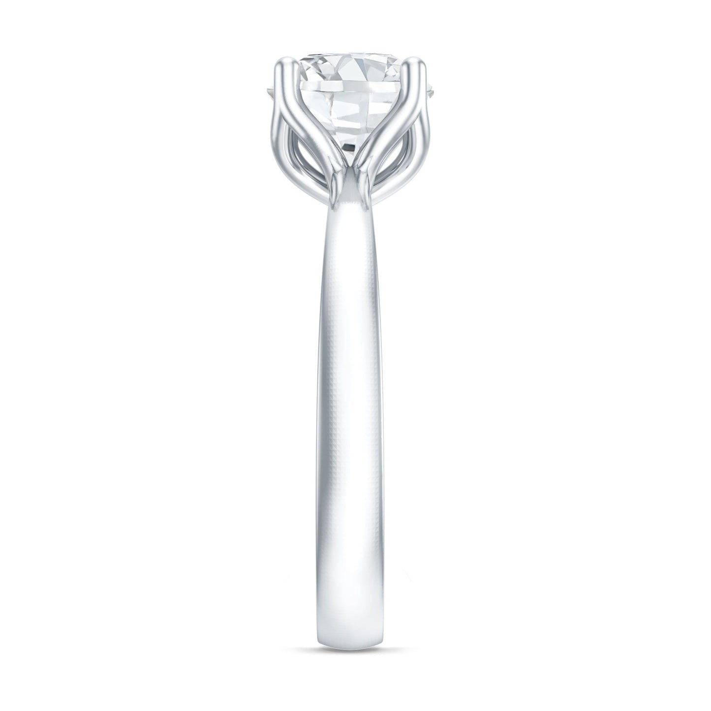 Petal Prong Set Round Moissanite Solitaire Engagement Ring