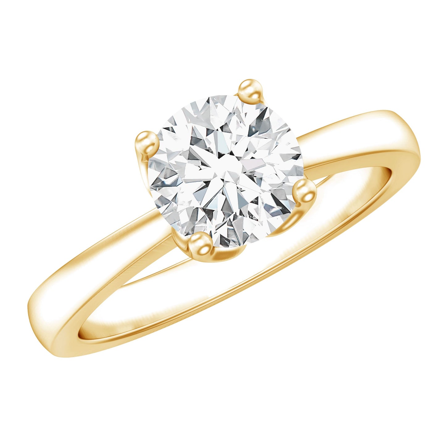 Petal Prong Set Round Moissanite Solitaire Engagement Ring