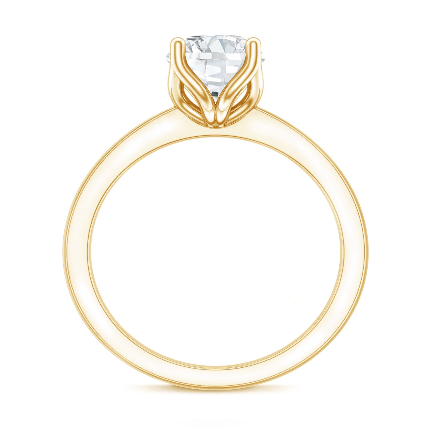 Petal Prong Set Round Moissanite Solitaire Engagement Ring