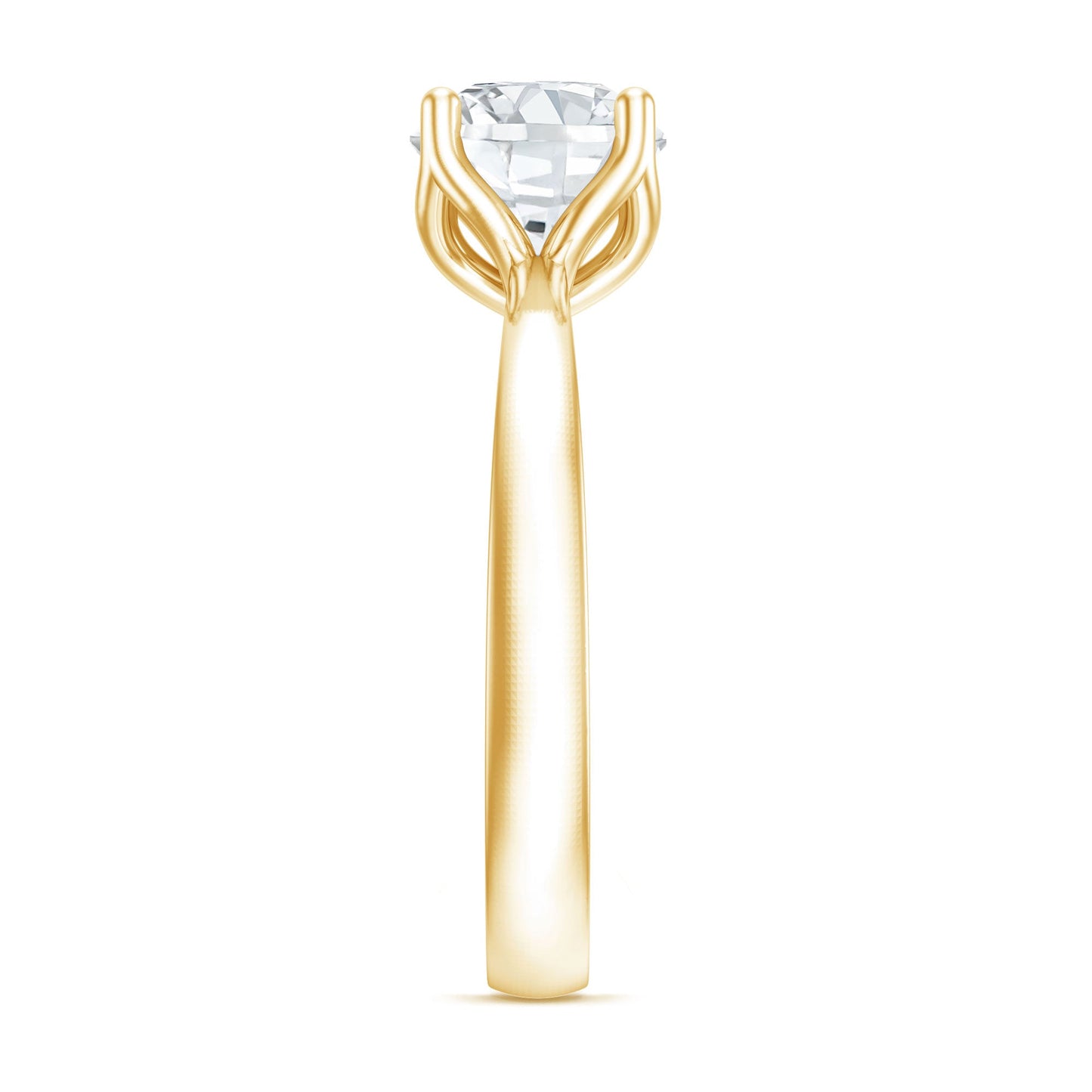 Petal Prong Set Round Moissanite Solitaire Engagement Ring