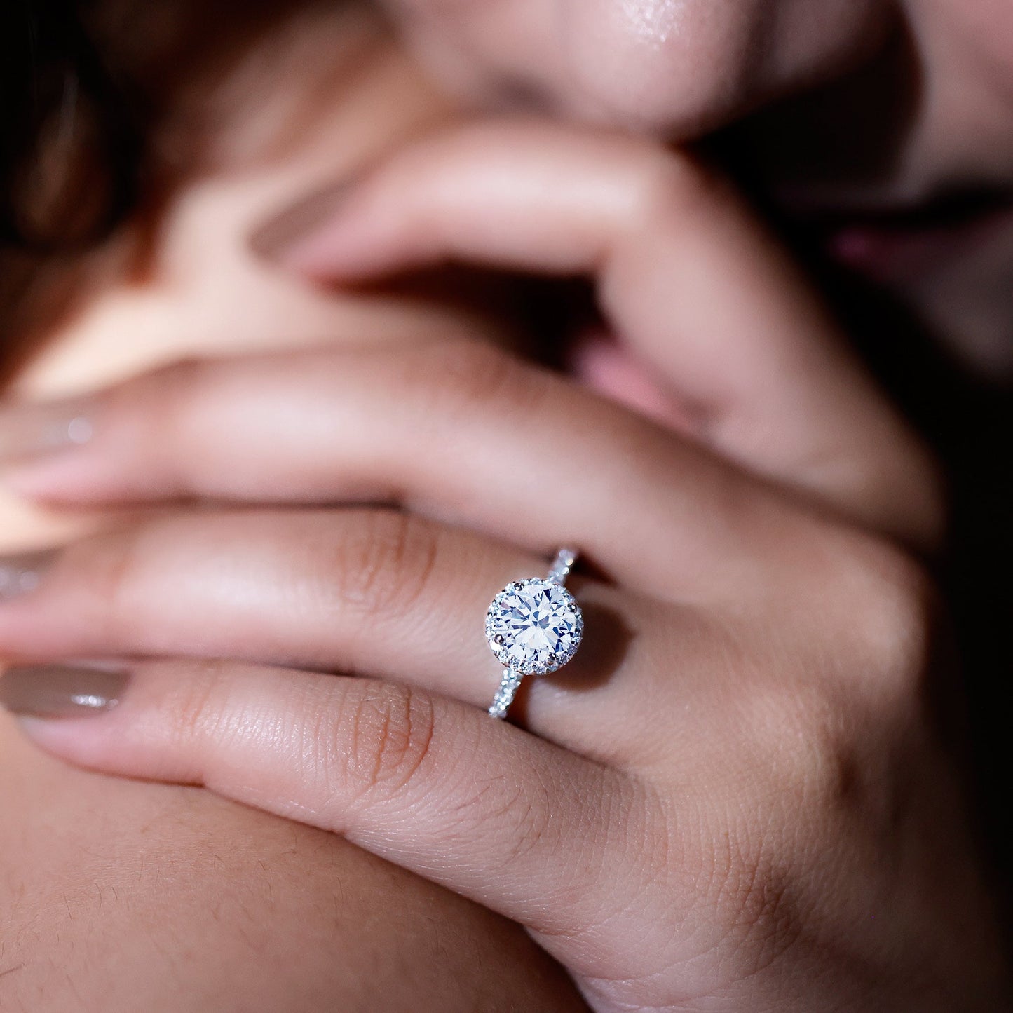 Certified Moissanite Halo Engagement Ring for Her