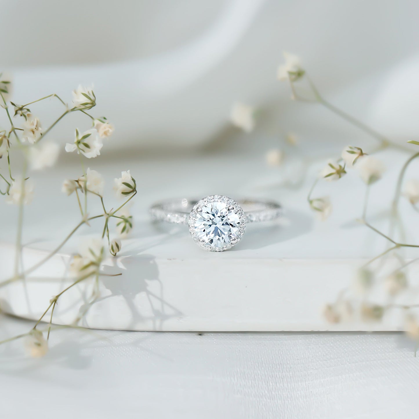 Certified Moissanite Halo Engagement Ring for Her