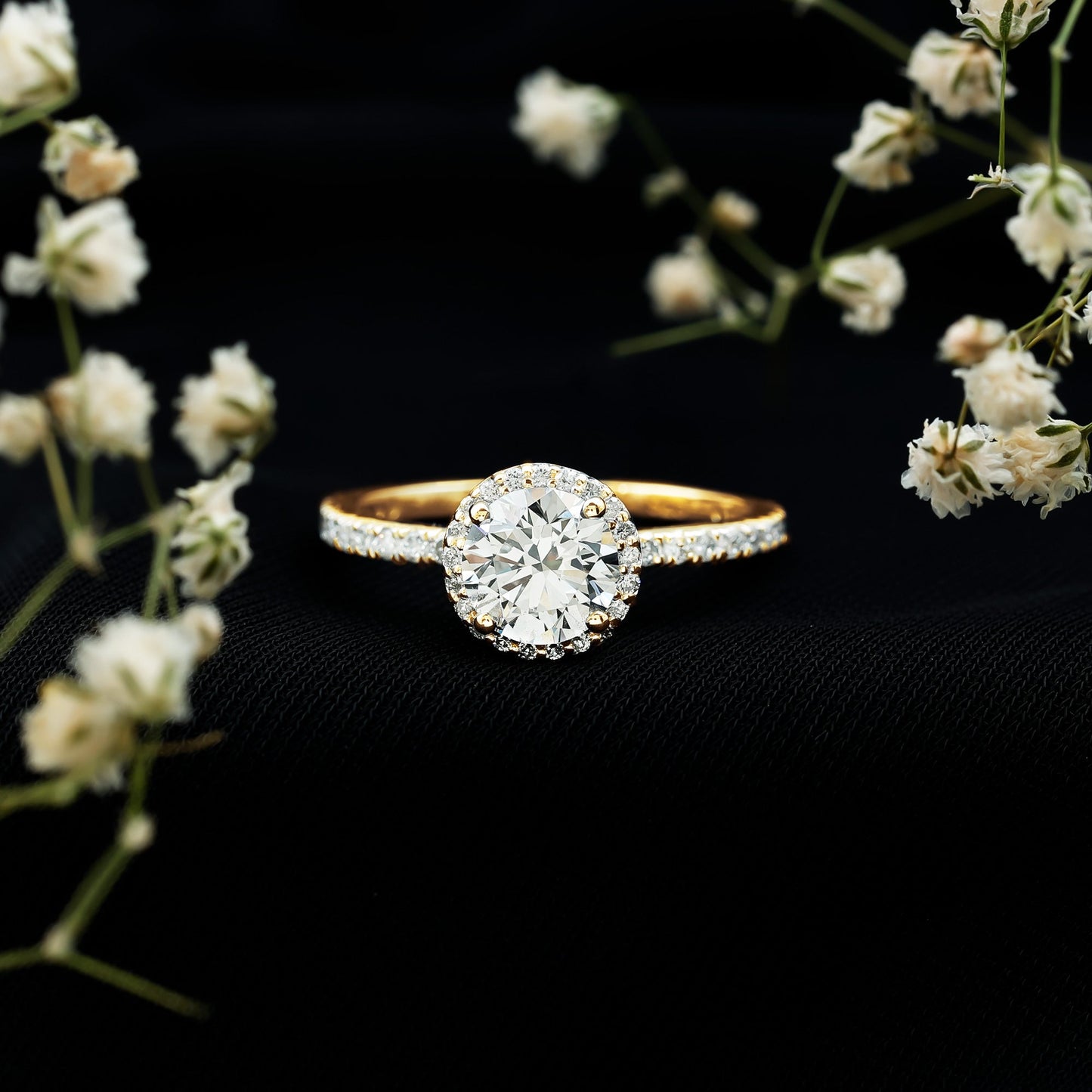 Certified Moissanite Halo Engagement Ring for Her