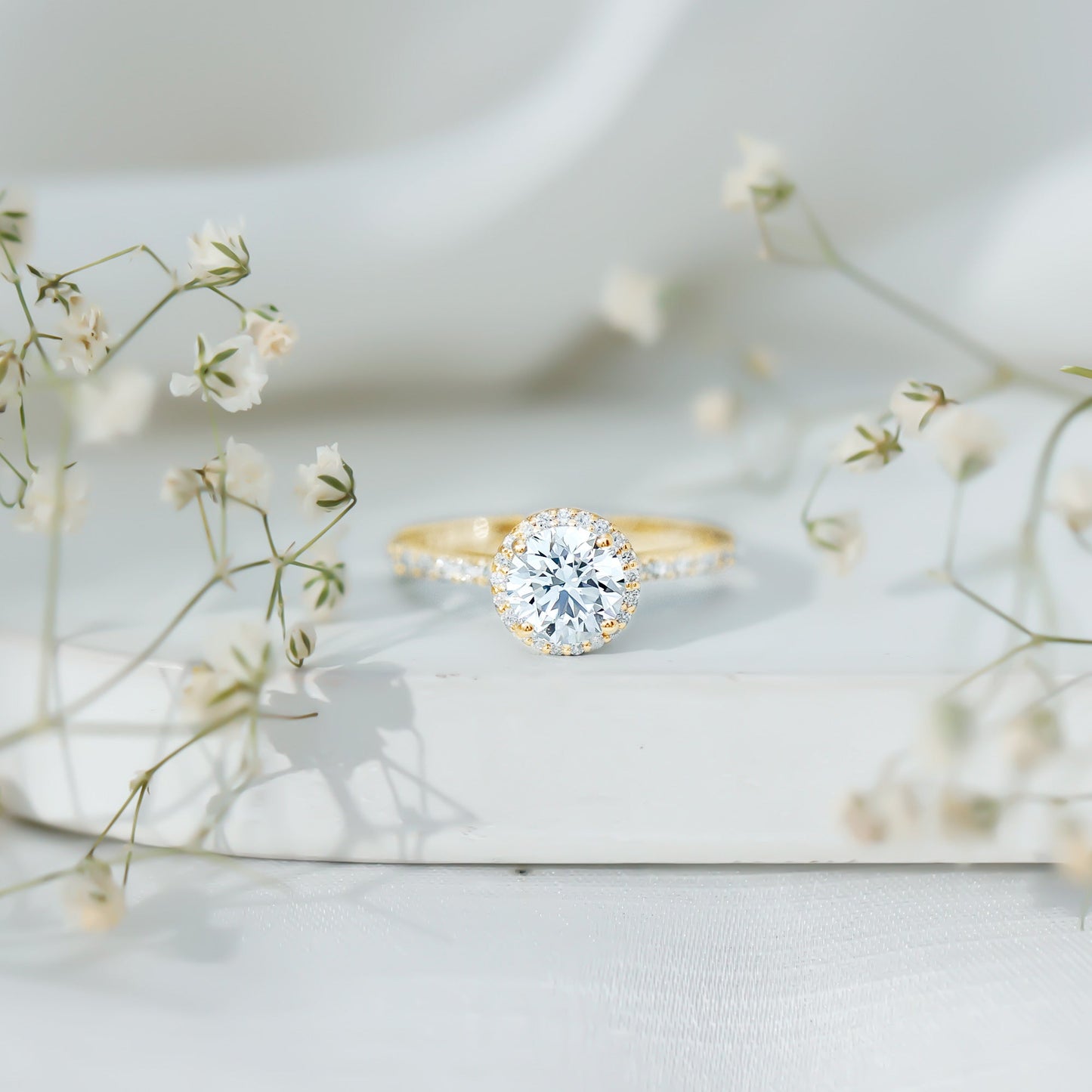 Certified Moissanite Halo Engagement Ring for Her