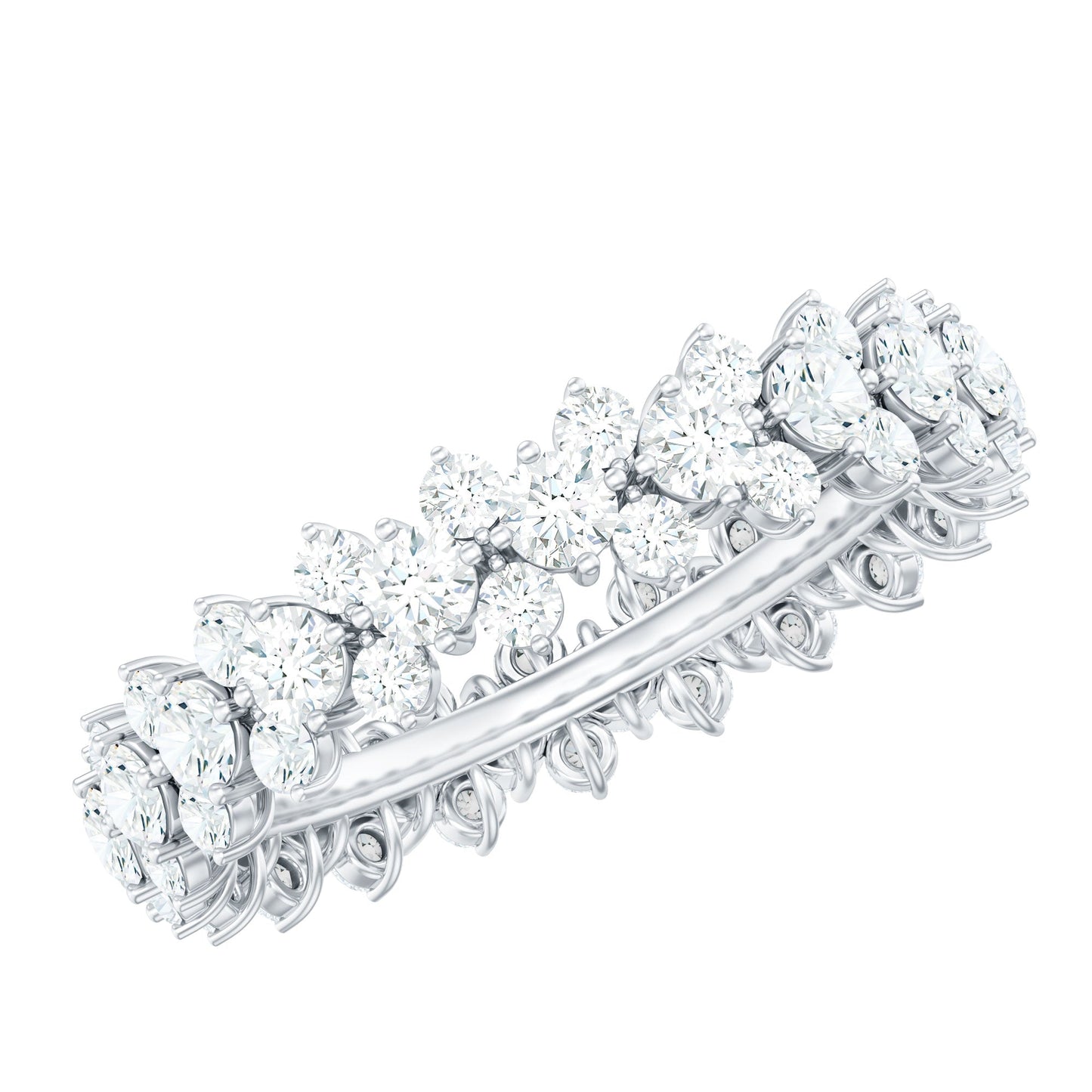 Certified Moissanite Cluster Eternity Ring For Women