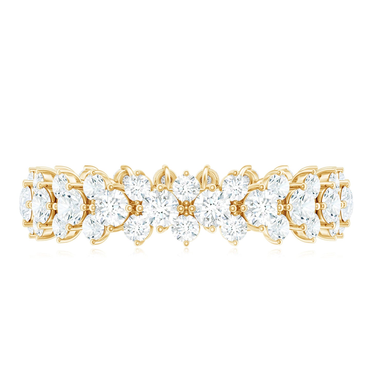 Certified Moissanite Cluster Eternity Ring For Women