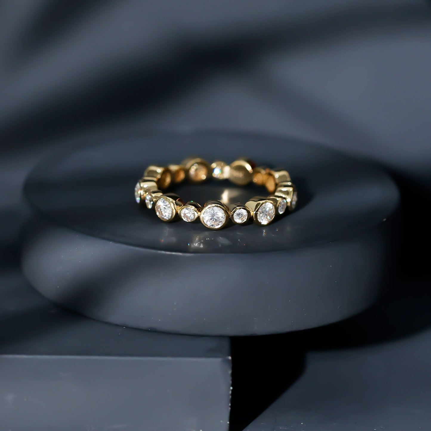 Certified Round Cut Moissanite Eternity Stackable Ring For Her