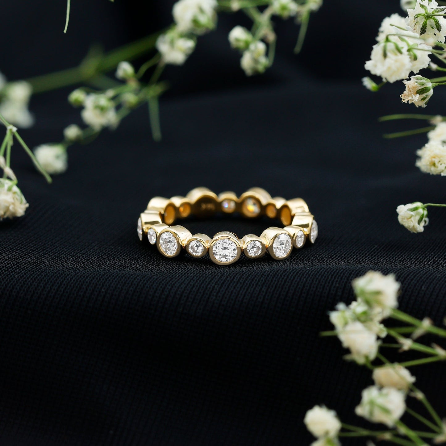 Certified Round Cut Moissanite Eternity Stackable Ring For Her