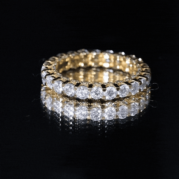 Certified Moissanite Eternity Band Ring in Shared Prong Set