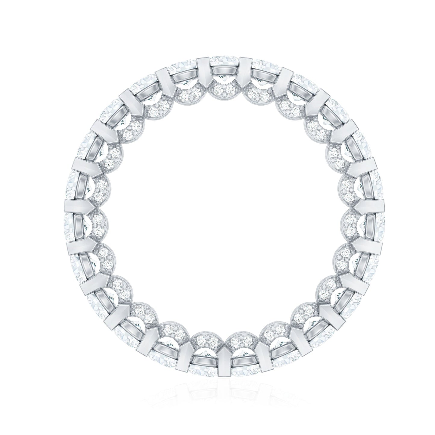 Certified Moissanite Eternity Band Ring in Shared Prong Set