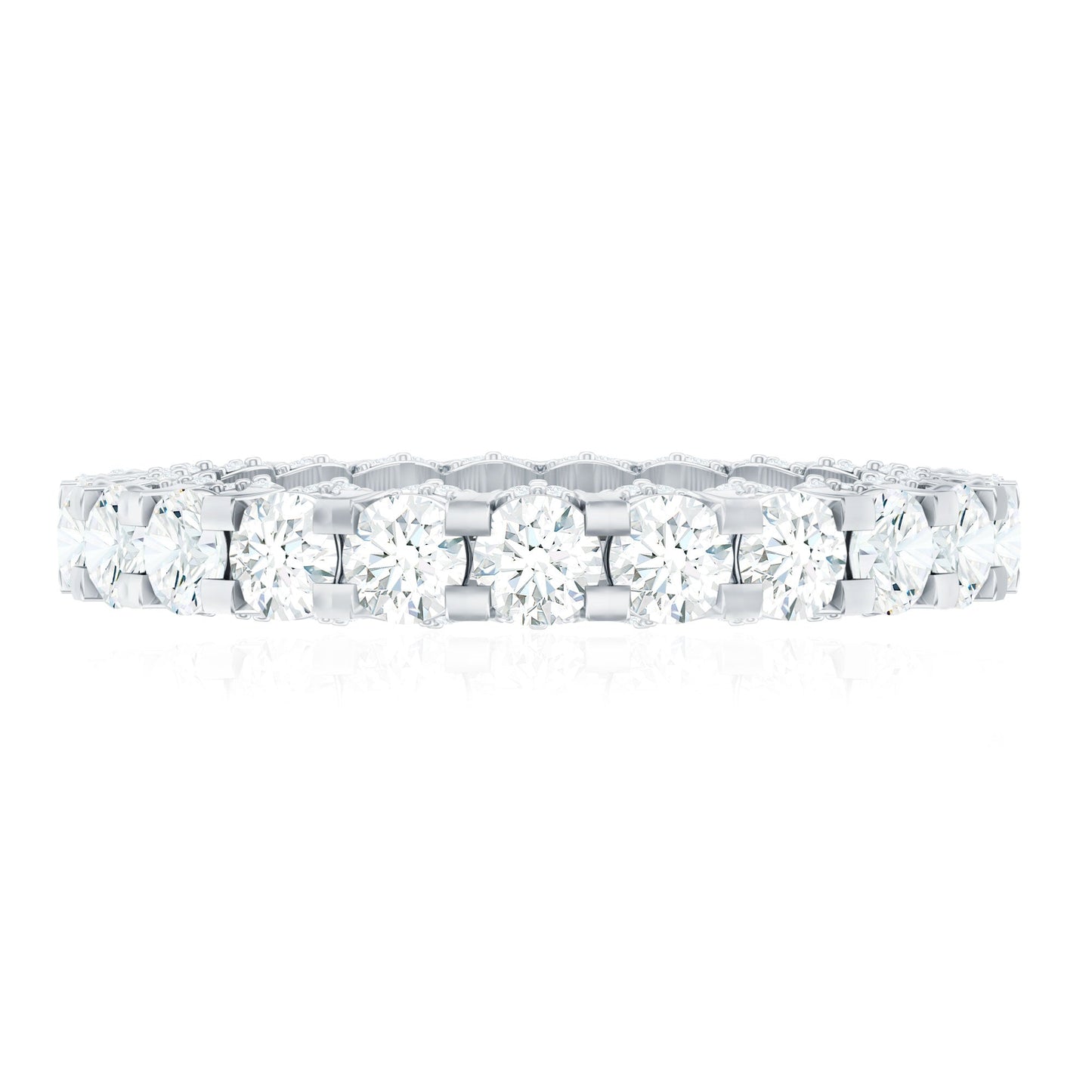 Certified Moissanite Eternity Band Ring in Shared Prong Set