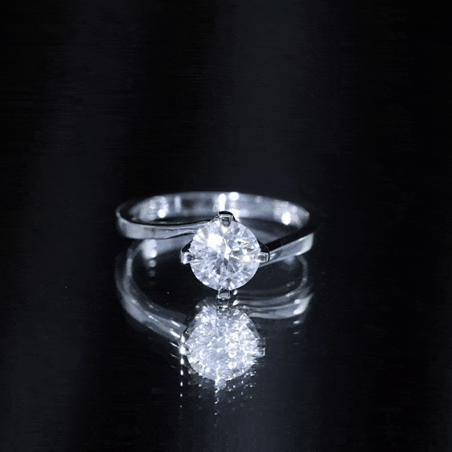 Certified Moissanite Solitaire Engagement Ring in Bypass Shank