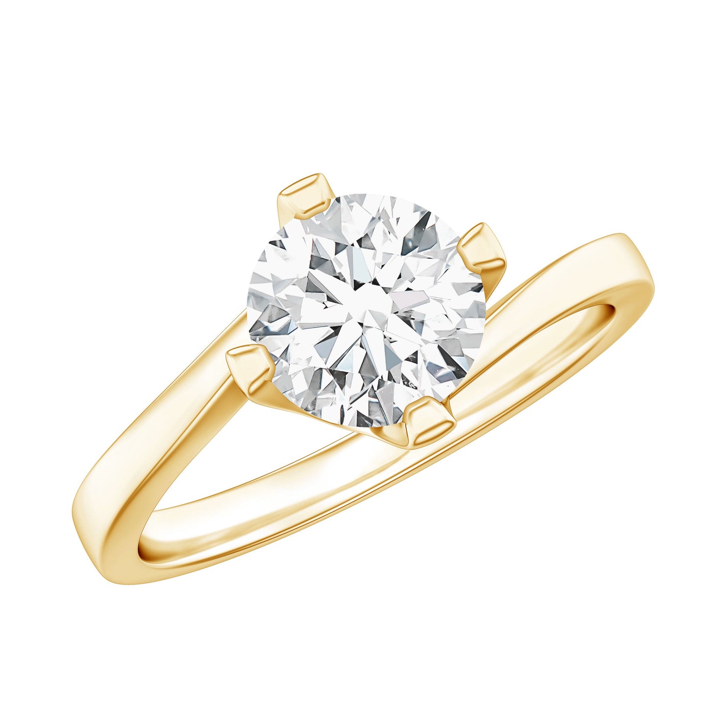 Certified Moissanite Solitaire Engagement Ring in Bypass Shank
