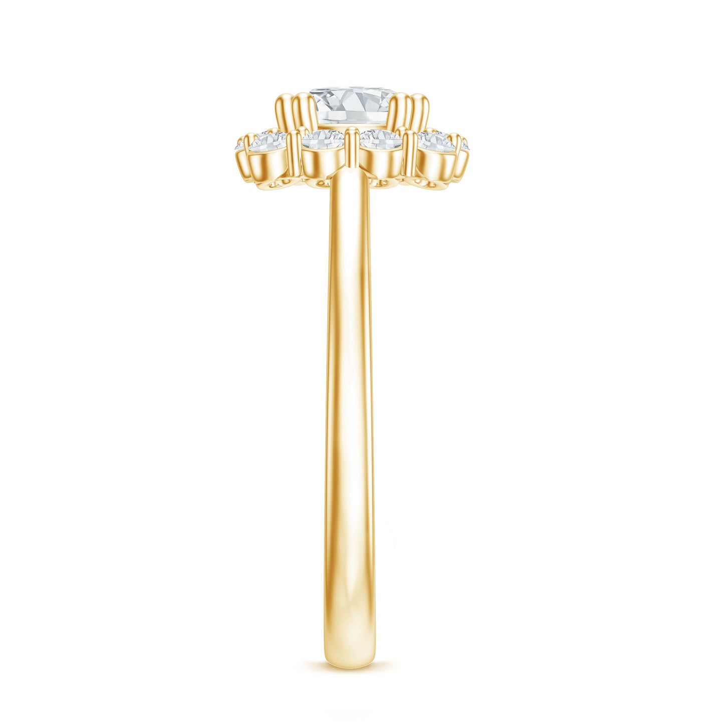 Classic Moissanite Halo Engagement Ring in Double Prong Setting
