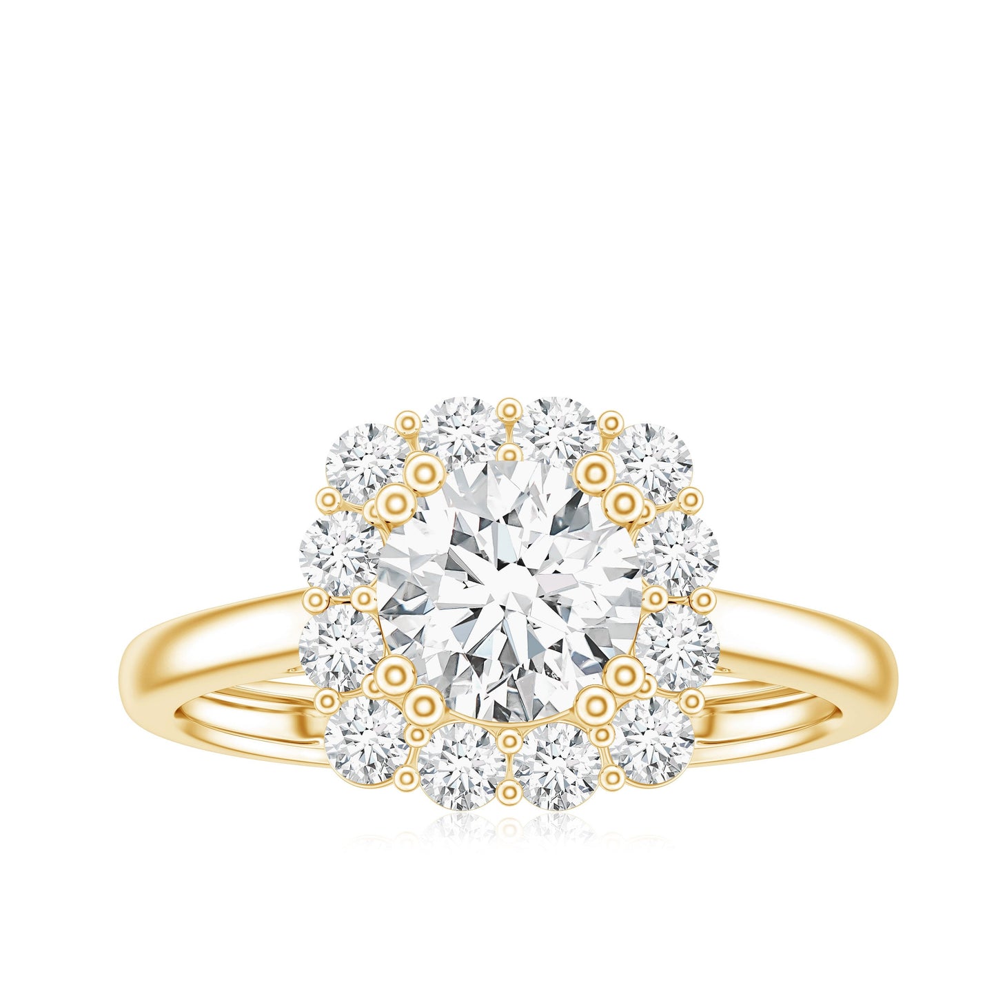 Classic Moissanite Halo Engagement Ring in Double Prong Setting