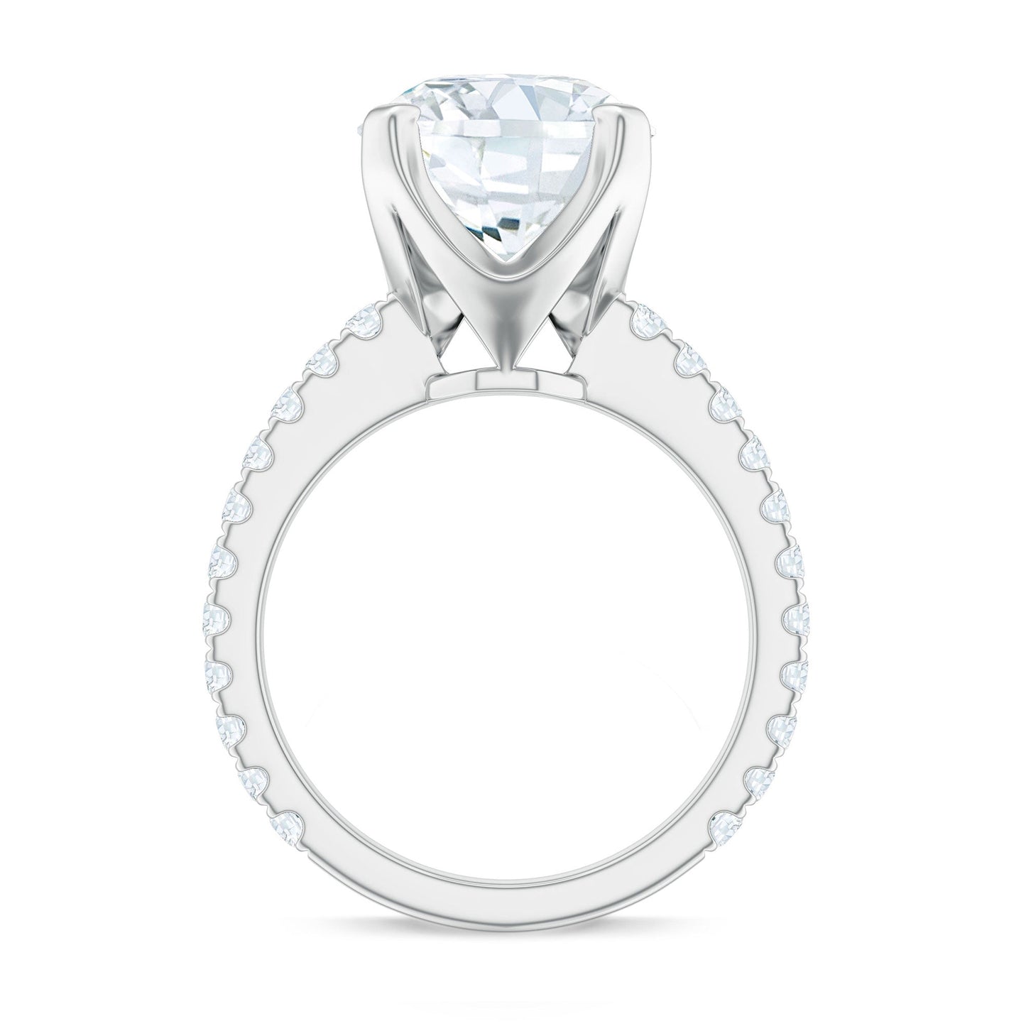 Round 4.4 Carat Moissanite Solitaire Engagement Ring with Side Stones